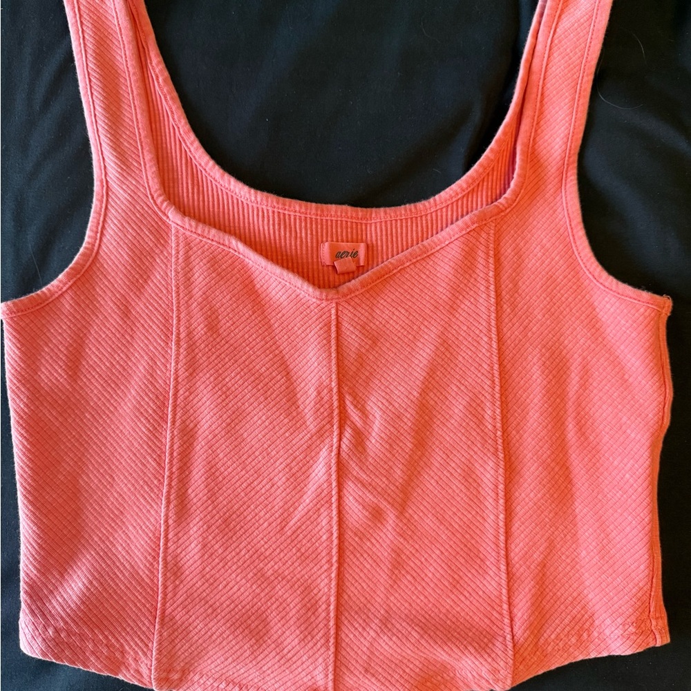 Aerie Coral Ribbed Crop Top